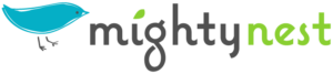 Mighty Nest logo featuring a bird with the text "Mighty Nest" underneath.